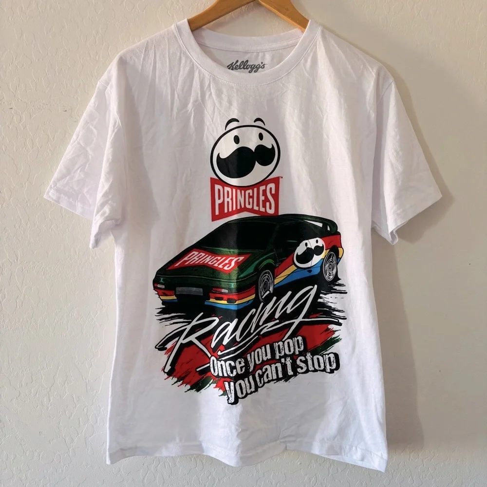 Pringle White Graphic Men's T-Shirt Short Sleeve Colorful - Picture 1 of 4